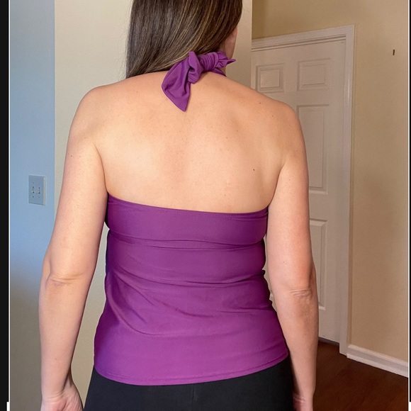 Elle Purple Halter Tankini Swimwear Top 10 - Picture 3 of 9